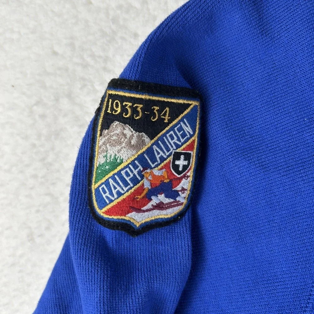 Polo Ralph Lauren Sweatshirt Mens 3XLT Blue 1/4 Zip Mock Neck Big Pony Ski Patch